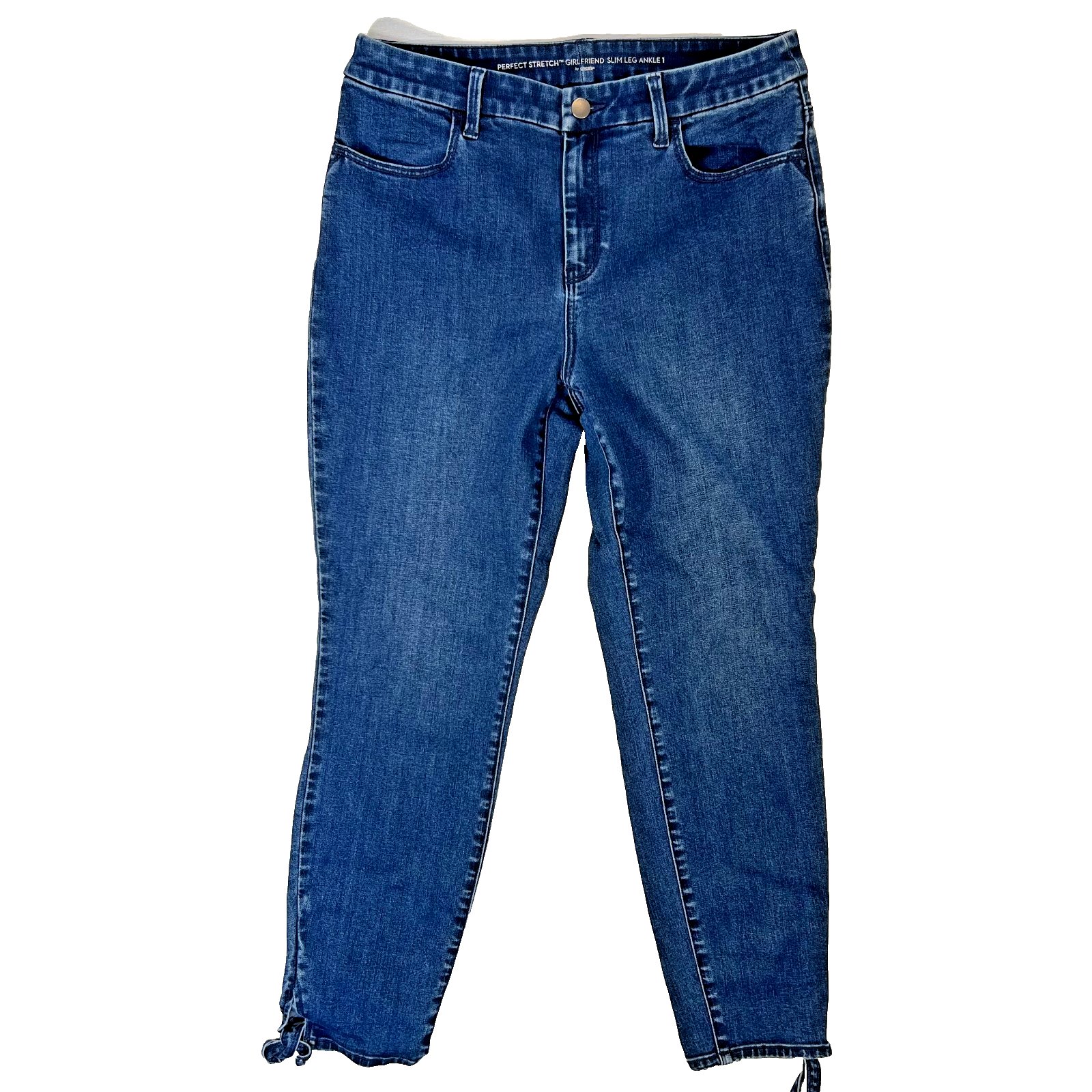 Chico's Ankle Blue Jeans Womens Size M-8 (1) Perfect Stretch Girlfriend Slim Leg